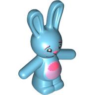 Lego Animal, Rabbit / Bunny with Bright Pink/Coral Fu Chest, Coral Nose print / Medium Azure