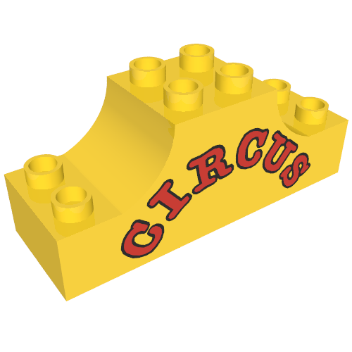 Lego Duplo Brick 2 x 6 x 2 with Curved Ends and 'CIRCUS' Print