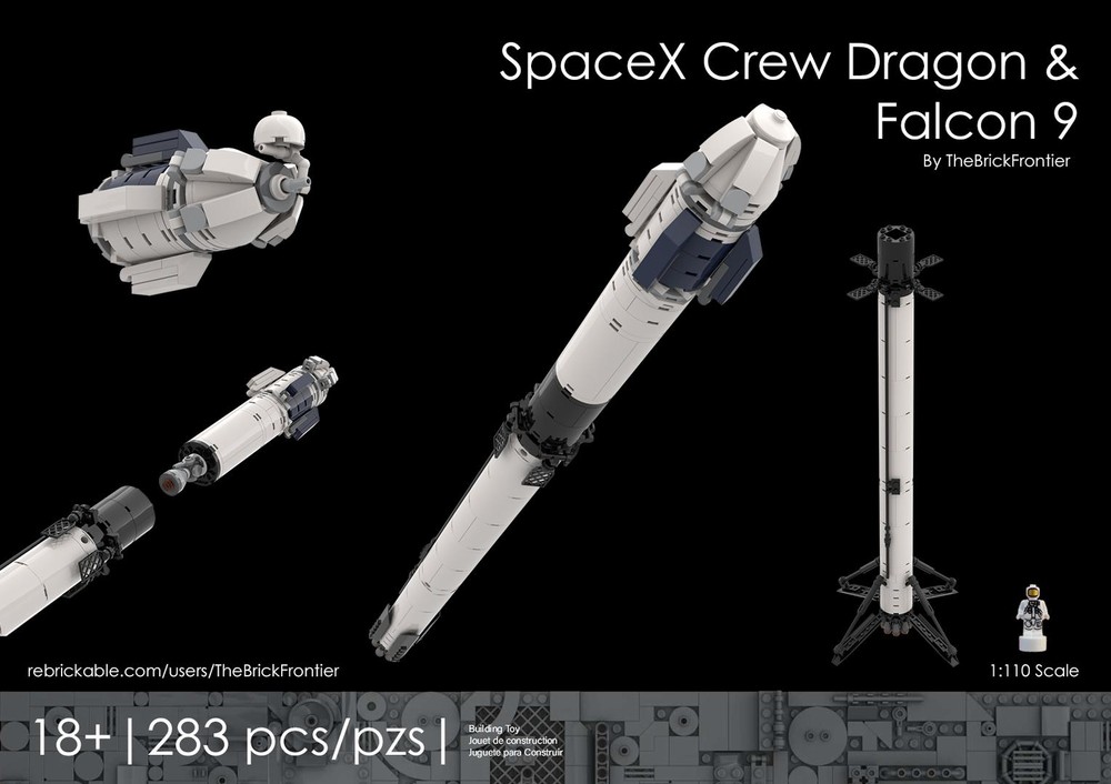 Lego SpaceX Falcon 9 Crew Dragon 1/110 Scale