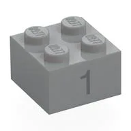Brick 2 x 2 with Dark Bluish Grey '1' Print