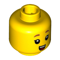 Lego Minifig Head Birthday Party Girl, Small Mouth Laugh Teeth / Yellow