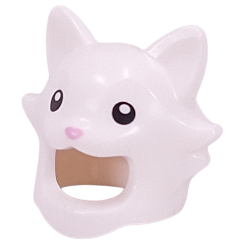 Lego Costume / Mask, Cat with Bright Pink Nose, Black Eyes print / White
