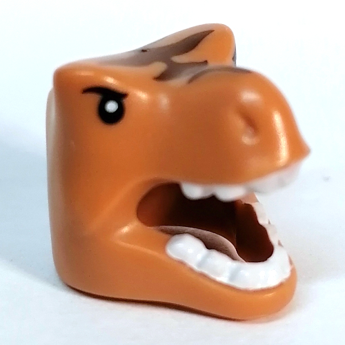 Lego Costume / Mask, T-Rex with Reddish Brown Markings print / Medium Nougat