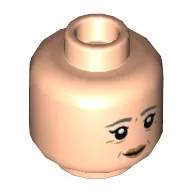 Minifig Head Madam Pomfrey, Dark Bluish Gray Eyebrows, Wrinkles, Peach Lips, Closed Mouth / Open Mouth Print / Light Nougat