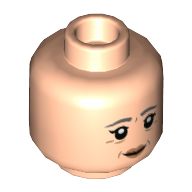Lego Minifig Head Madam Pomfrey, Dark Bluish Gray Eyebrows, Wrinkles, Peach Lips, Closed Mouth / Open Mouth Print / Light Nougat