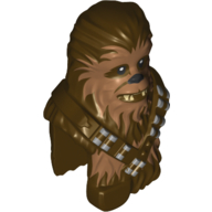 Lego Minifig Head Special, Wookie with Shoulders and Chest, Dark Tan Fur Print (Chewbacca) / Dark Brown