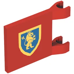 Flag 2 x 2 Square with Lion Rampant Gold on Blue Shield Print / Red