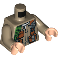 Lego Torso Shirt, Pockets, Utility Belt/Strap, Climbing Rope, Walkie Talkie Print, Dark Tan Arms, Light Nougat Hands / Dark Tan