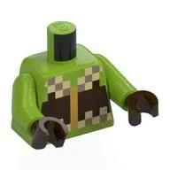 Torso, Pixelated Dark Brown/Tan Jacket Print, Lime Arms, Dark Brown Hands / Lime