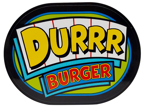 Lego Tile, Round 6 x 8 Oval with 'DURRR BURGER' Pattern (Sticker) - Set 77076