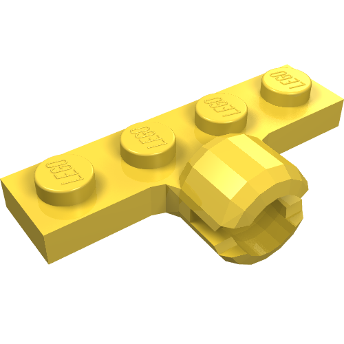 Lego Plate Special 1 x 4 with Towball Socket, Long, 2 Slots / Yellow