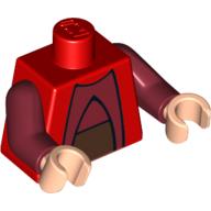 Lego Torso Robe with Dark Red Undershirt and Dark Brown Waist Sash Print (Chancellor Palpatine), Dark Red Arms, Light Nougat Hands / Red