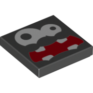 Lego Tile 2 x 2 with Fuzzy Face Print / Black