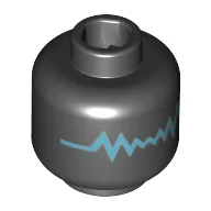 Minifig Head (No Face), Laser Mech, Medium Azure Zigzag Line Print / Black
