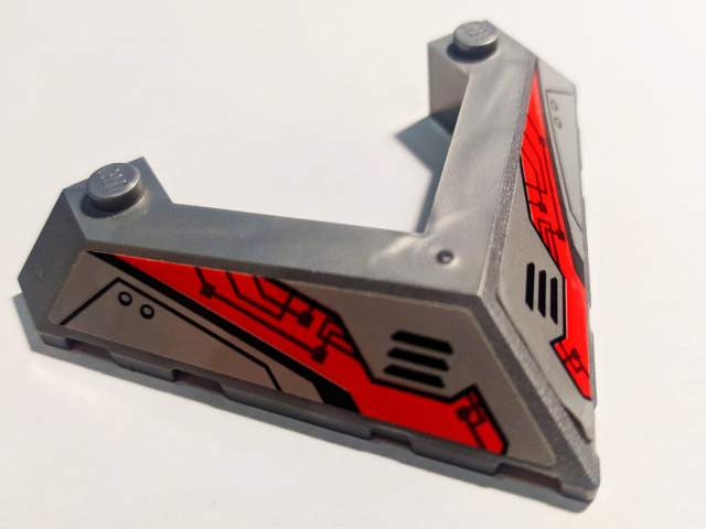 Lego Wedge 6 x 8 Pointed Cutout with Black Vents and Lines and Red Armor Panels Pattern (Stickers) - Set 70323