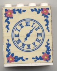 Lego Stickered Assembly 4 x 2 x 4 with Clock Pattern (Sticker) - Set 270-2