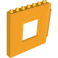 Duplo Building Wall 1 x 8 x 6 with Window Opening, Hinge on Right / Bright Light Orange