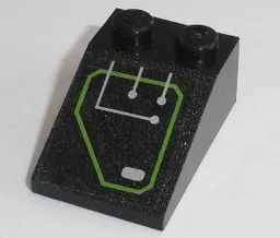 Slope 33 3 x 2 with Silver Circuitry, 2 Lines Straight, 1 Line Bent in Lime Outline Pattern (Sticker) - Set 7709