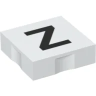 Duplo Tile 2 x 2 with Capital 'Z' Print / White