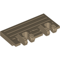 Lego Hinge Train Gate 2 x 4 Locking Dual 2 Fingers without Rear Reinforcements, 7 Teeth / Dark Tan