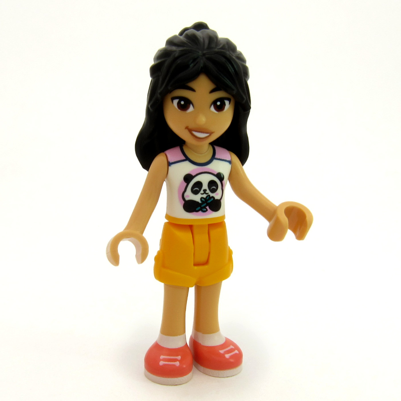 Lego Liann - White Shirt with Panda, Bright Light Orange Shorts