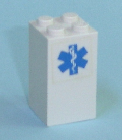 Lego Brick 2 x 2 x 3 with EMT Star of Life Pattern (Sticker) - Set 7892