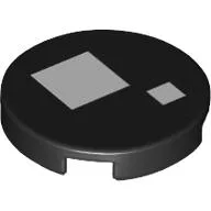 Tile Round 2 x 2 with White Squares (Brickheadz Eye) Print / Black