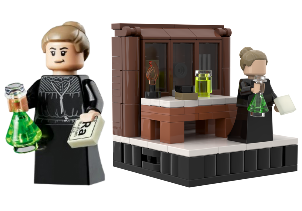 Lego Maria Skłodowska-Curie "Marie Curie" Minifigure Display Diorama