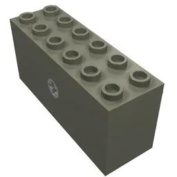 Motor Wind-Up 2 x 6 x 2 & 1/3 with Short Milky White Axle / Dark Gray