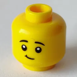 Minifig Head Popcorn Costume, Crooked Cloed Mouth Smile / Open Mouth Smile Print / Yellow