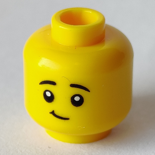 Lego Minifig Head Popcorn Costume, Crooked Cloed Mouth Smile / Open Mouth Smile print / Yellow