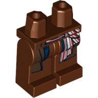 Lego Hips and Reddish Brown Legs with Dark Brown Coat Tails, Blue Vest Tails and Red and White Sash Print / Reddish Brown