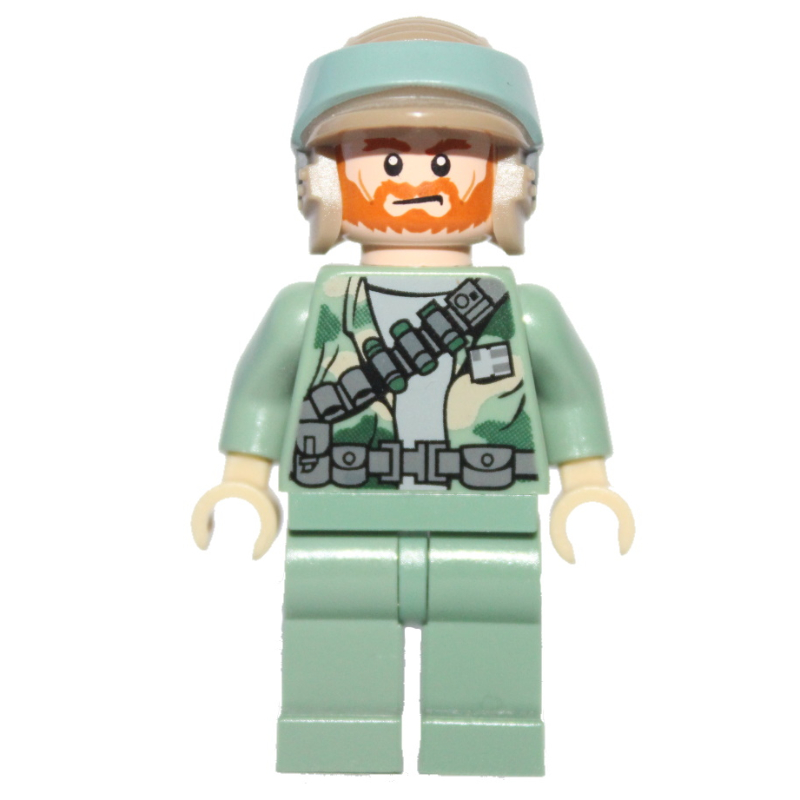 Lego Rebel Trooper in Endor Uniform, Sand Green Legs, Dark Orange Beard