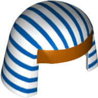 Lego Headdress Nemes with Gold Trim and Blue Stripes Print / White