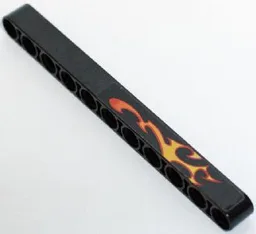 Technic, Liftarm Thick 1 x 11 with Yellow and Orange Flame Pattern Model Right Side (Sticker) - Set 8646