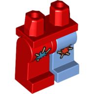 Lego Hips and Medium Blue Left Leg, Red Right Leg with Medium Blue and Red Patches Print / Red