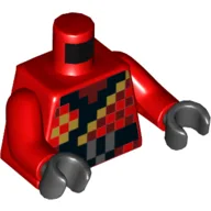 Torso, Robes, Pixelated Black and Gold Squares Print, Red Arms, Black Hands / Red