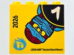 Brick 2 x 4 x 3 with 2026 LEGOLAND Deutschland Resort and NINJAGO 15 Logo Lower Left Quarter with Kai Minifigure Pattern