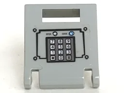 Container, Box 2 x 2 x 2 Door with Slot with Dark Gray Safe Keypad, 'OPEN' and 'LOCK', Blue Light Pattern (Sticker) - Set 7033