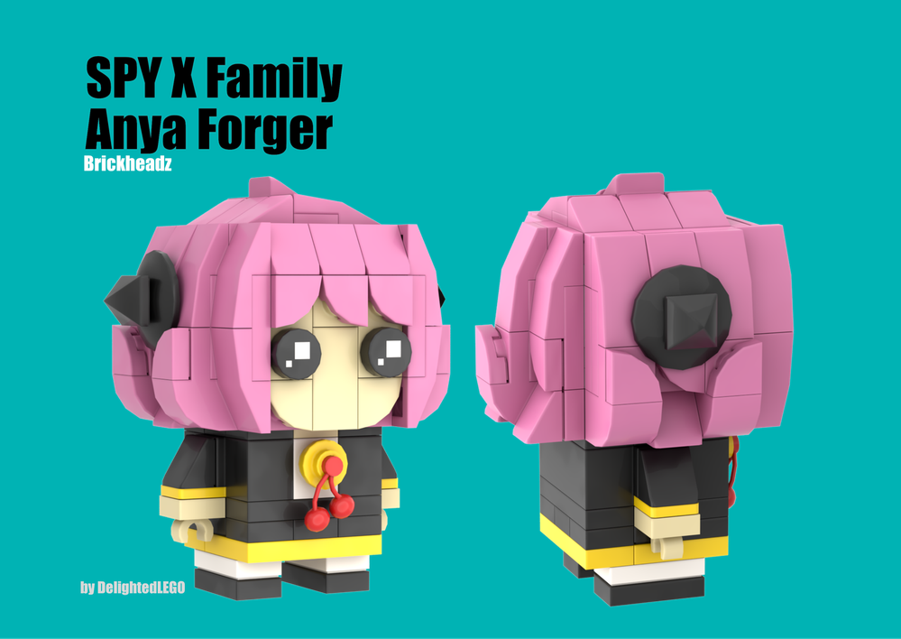 Lego Anya Forger from SPY x FAMILY, 3X3 Brickheadz