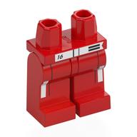 Lego Hips and Red Legs with Racing Suit, White Belt, Black '16' print / Red