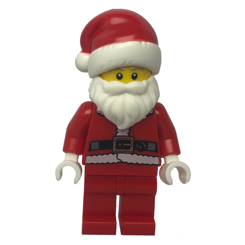 Lego Santa, Coat and Belt, Plain Red Legs, Santa Hat (3626c Head)
