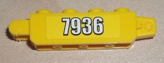 Lego Hinge Brick 1 x 4 Locking with '7936' Pattern on Both Sides (Stickers) - Set 7936