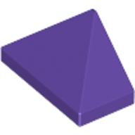 Lego Brick Sloped 45° 2 x 1 Triple with Ovoid Bottom Pin / Dark Purple