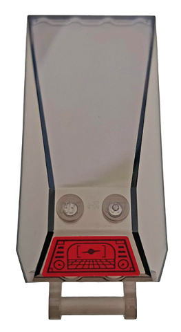 Lego Windscreen 8 x 4 x 2 with 2 Studs and Bar Handle with Black Head-Up Display (HUD) on Red Background Pattern (Sticker) - Set 76098