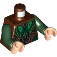 Lego Torso Armor, Elven Leaf Mail Print, Dark Green Arms, Light Nougat Hands / Reddish Brown