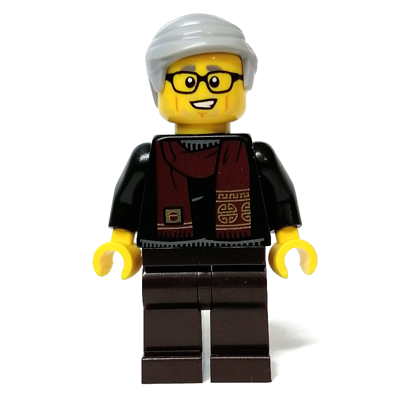 Lego Black Torso, Dark Brown Legs, Light Bluish Grey Hair
