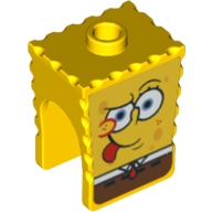 Lego Minifig Head Special, SpongeBob with Tongue Out Print / Yellow