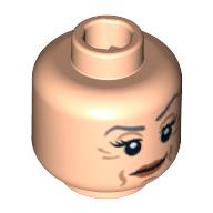 Lego Minifig Head Minerva McGonagall, Red Lips, Eyelashes, Wrinkles Print [Blocked Open Stud] / Light Nougat