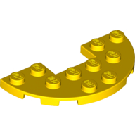 Lego Plate Round Half 3 x 6 with 1 x 2 Cutout / Yellow